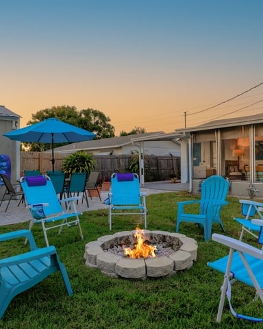 Fire pit in the backyard