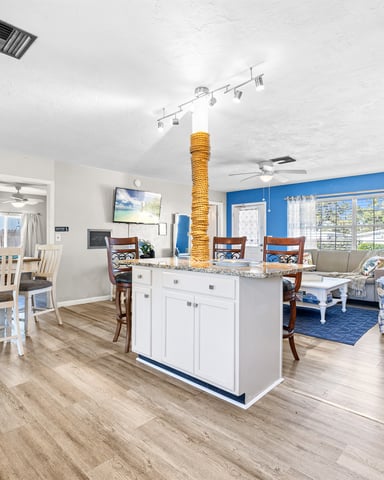 Open concept living, dining, and kitchen